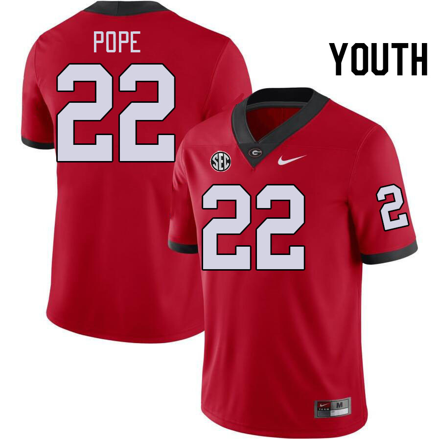 Youth #22 Jake Pope Georgia Bulldogs College Football Jerseys Stitched-Red